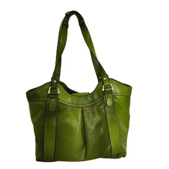 LIZ CLAIBORNE GREEN SHOULD BAG HANDBAG with K KEYCHAIN - Picture 3 of 6